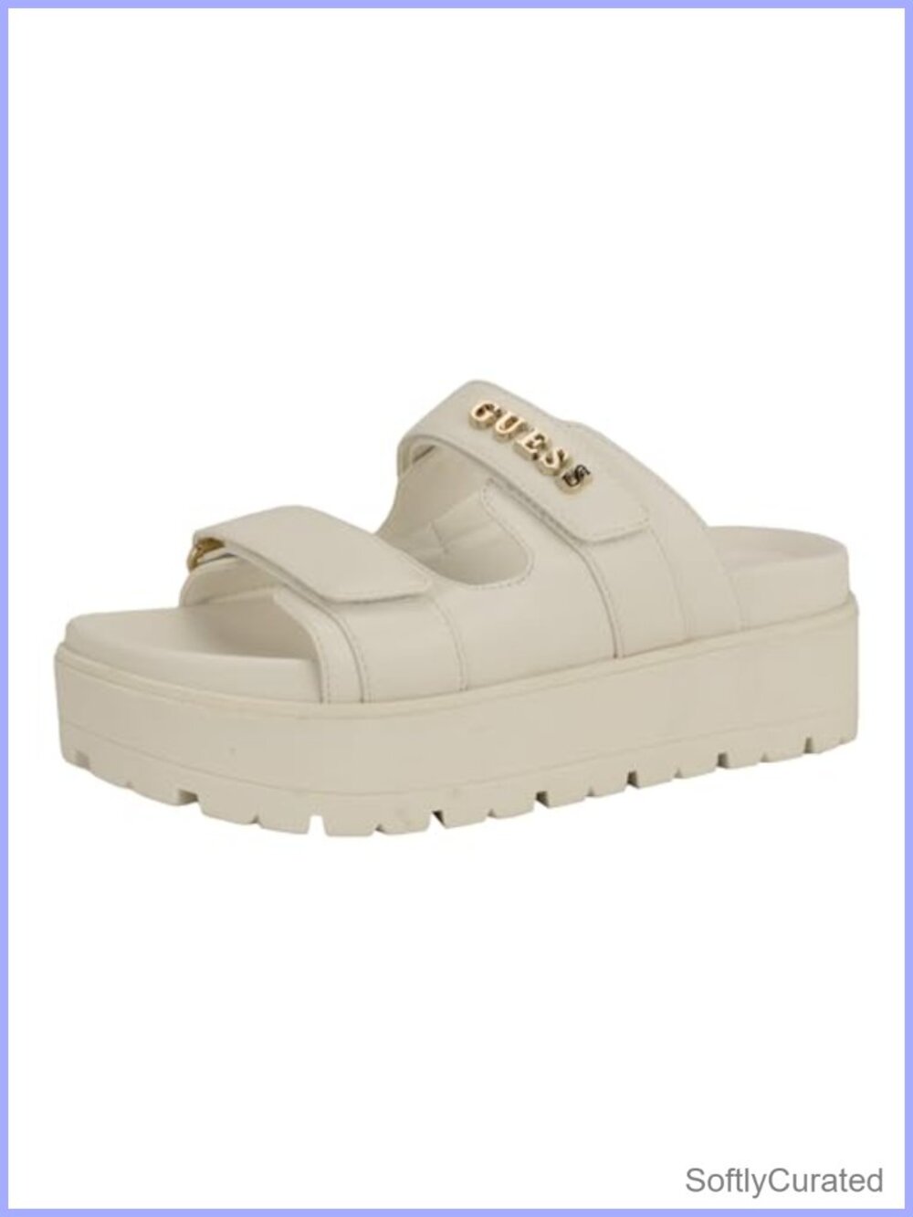 Faux Leather Platform Slide Sandals with Adjustable Straps